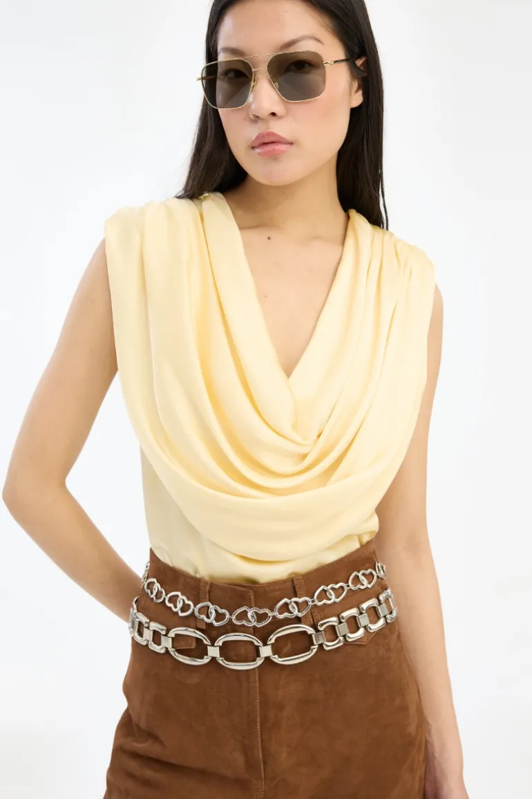Chiffon Waterfall Top Yellow