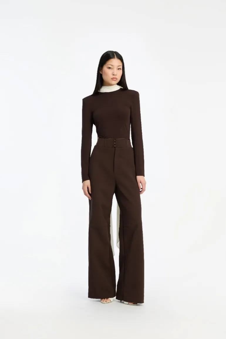 Corset Suiting Pants Dark Brown
