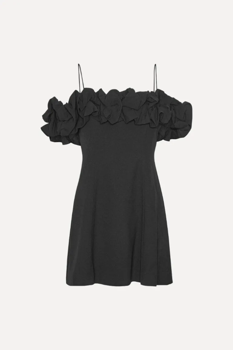 Crepe A-line Mini Dress Black
