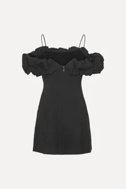 Crepe A-line Mini Dress Black