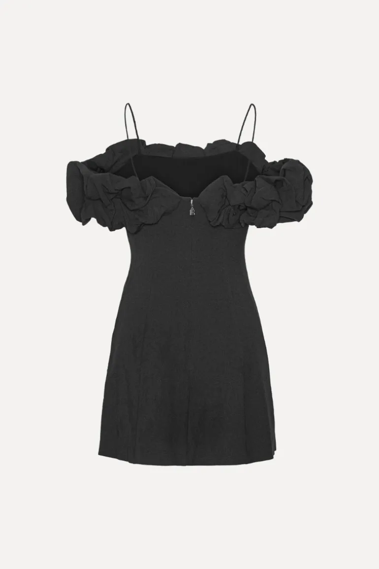 Crepe A-line Mini Dress Black
