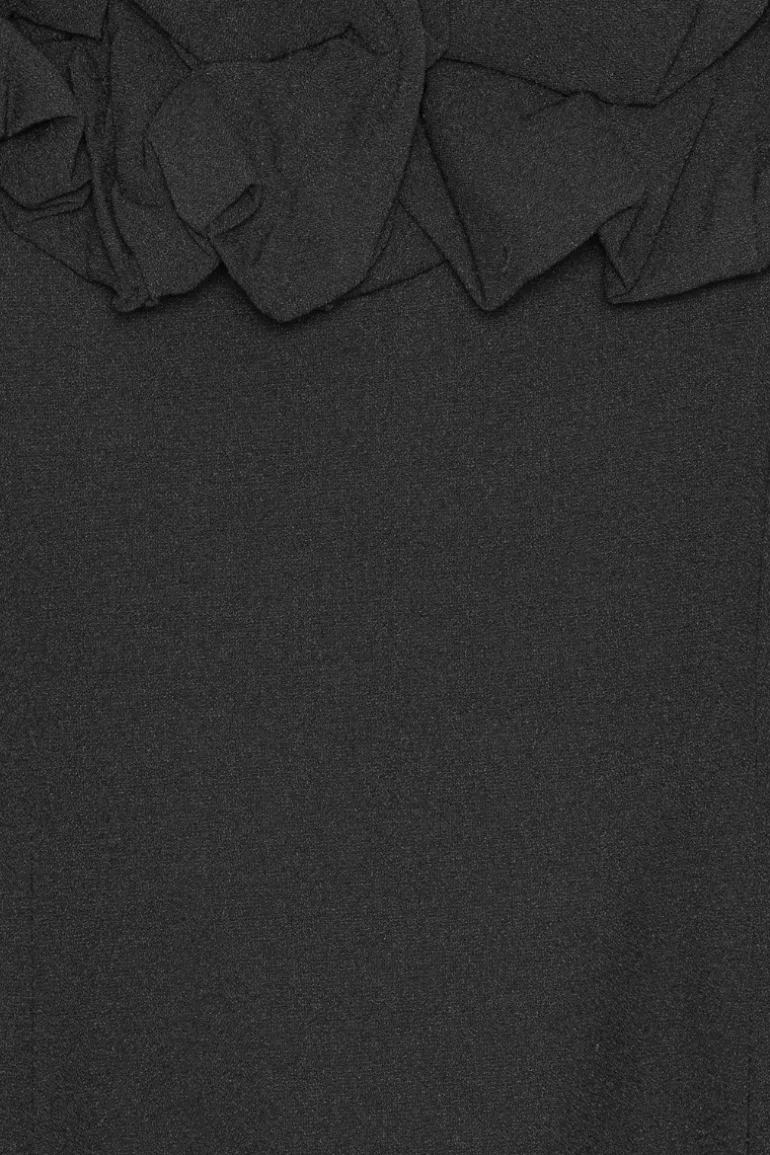 Crepe A-line Mini Dress Black