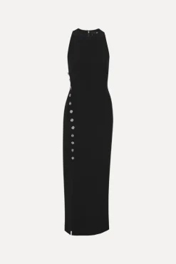 Crepe Button Dress Black