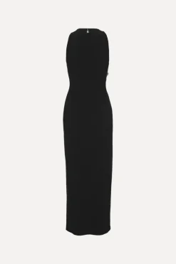 Crepe Button Dress Black