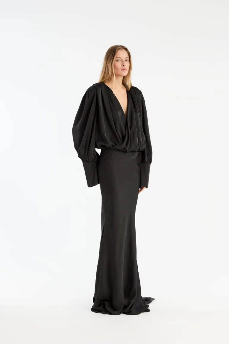 Crepe De Chine Maxi Dress Black