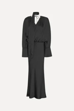 Crepe De Chine Maxi Dress Black