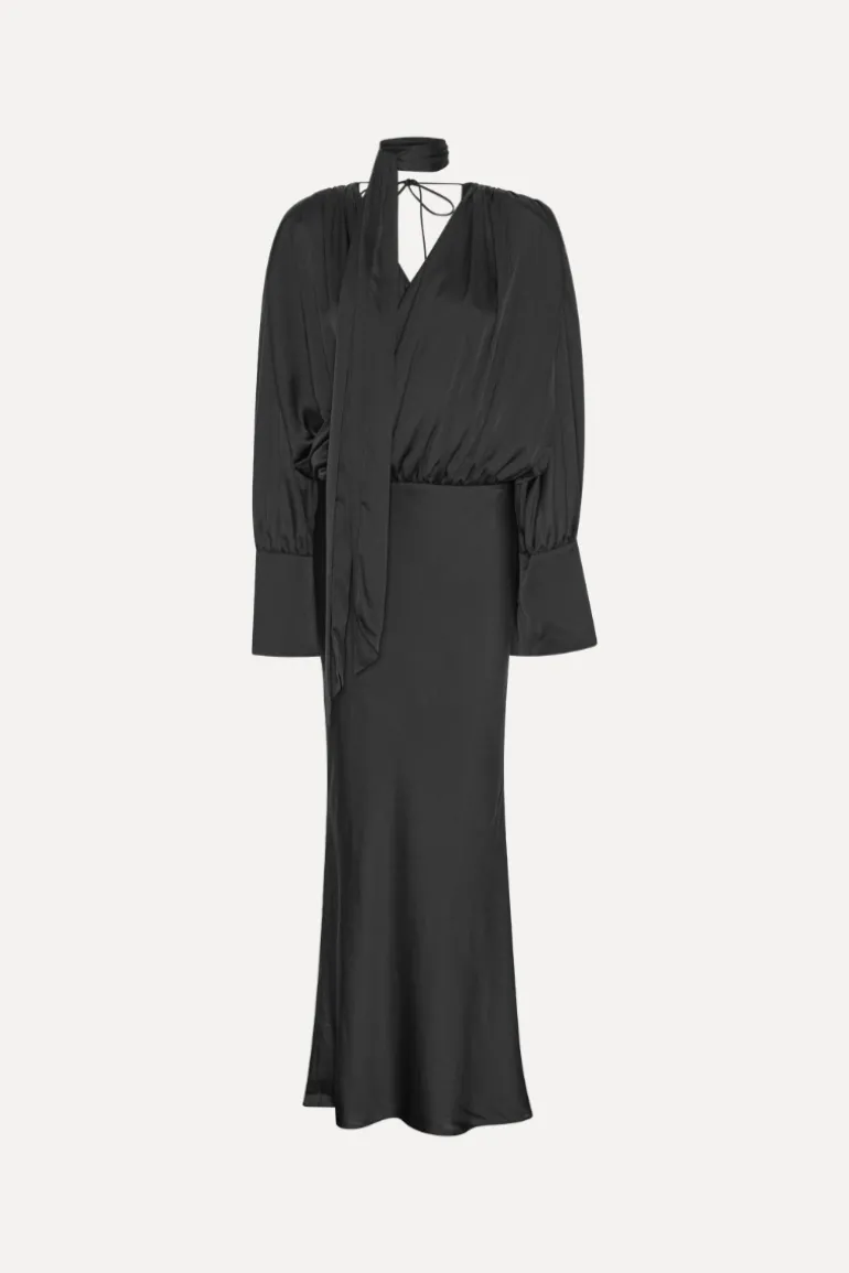 Crepe De Chine Maxi Dress Black