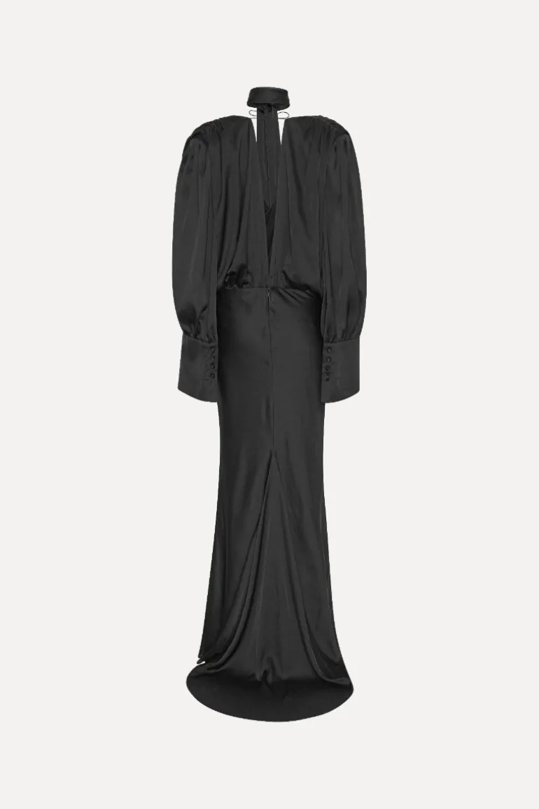 Crepe De Chine Maxi Dress Black