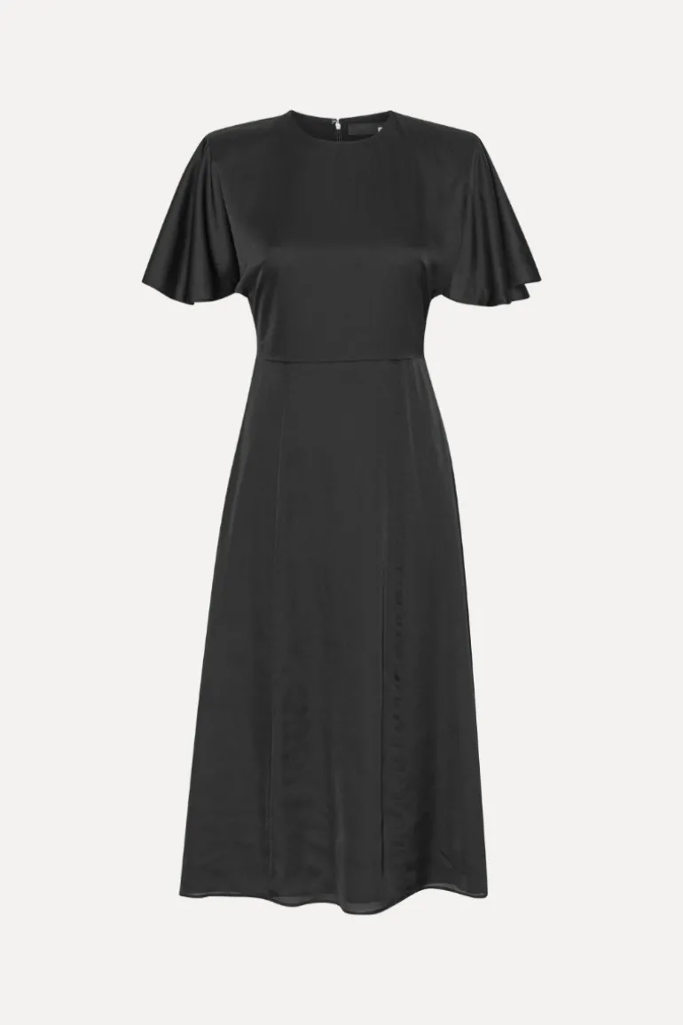 Crepe De Chine Midi Dress Black