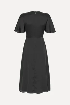 Crepe De Chine Midi Dress Black