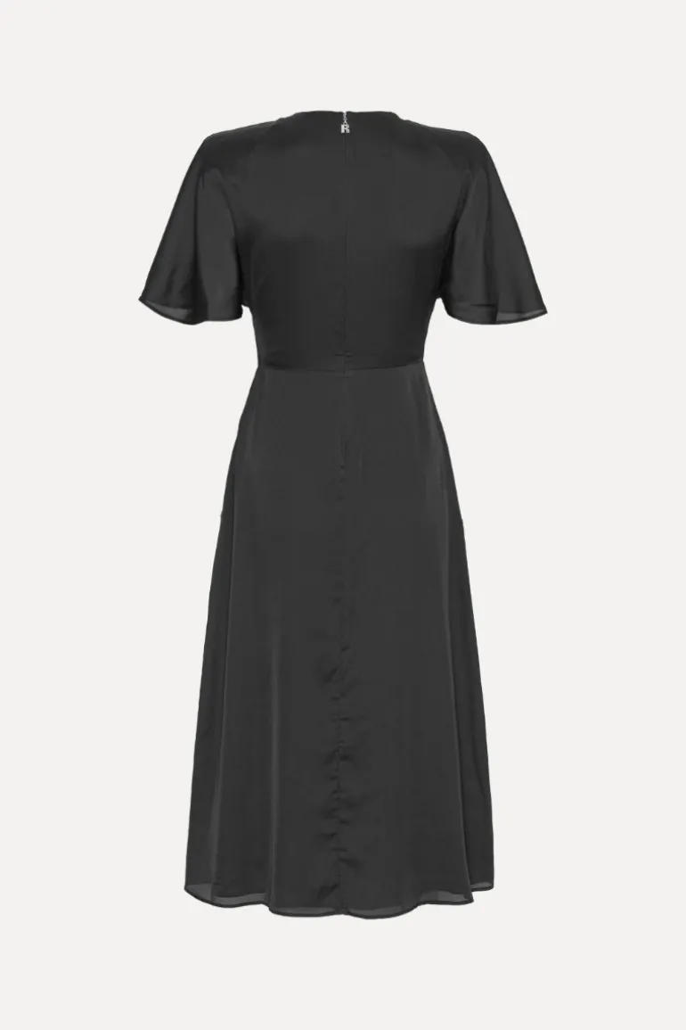 Crepe De Chine Midi Dress Black