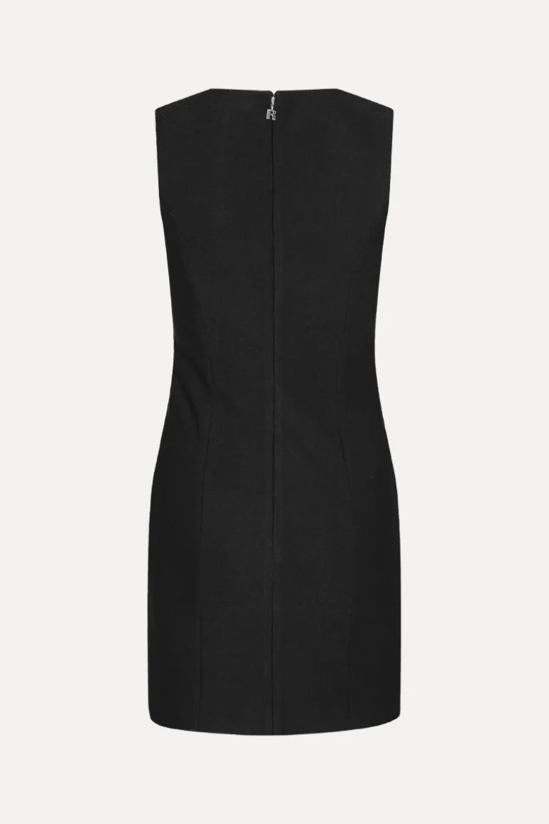 Crepe Mini Flower Dress Black