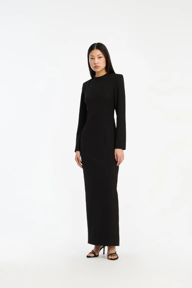 Crepe Open Back Dress Black