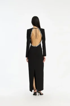 Crepe Open Back Dress Black
