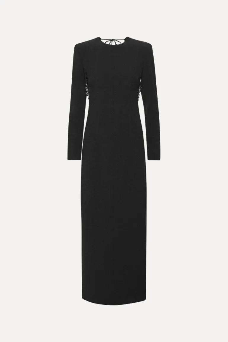 Crepe Open Back Dress Black