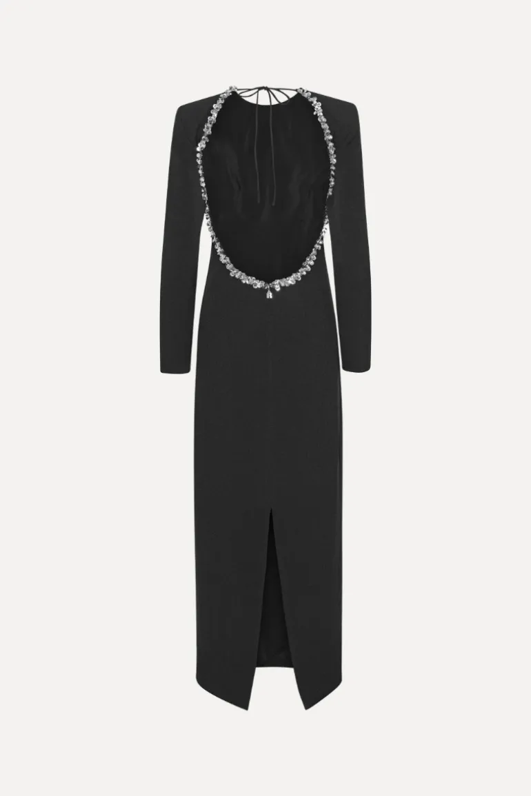 Crepe Open Back Dress Black
