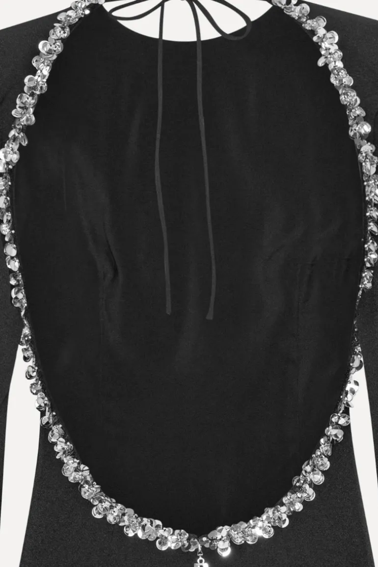Crepe Open Back Dress Black