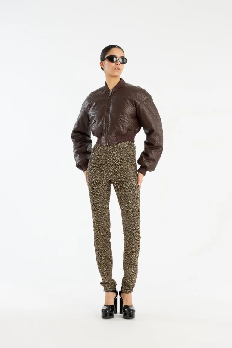 Cropped Puffer Jacket Dark Brown
