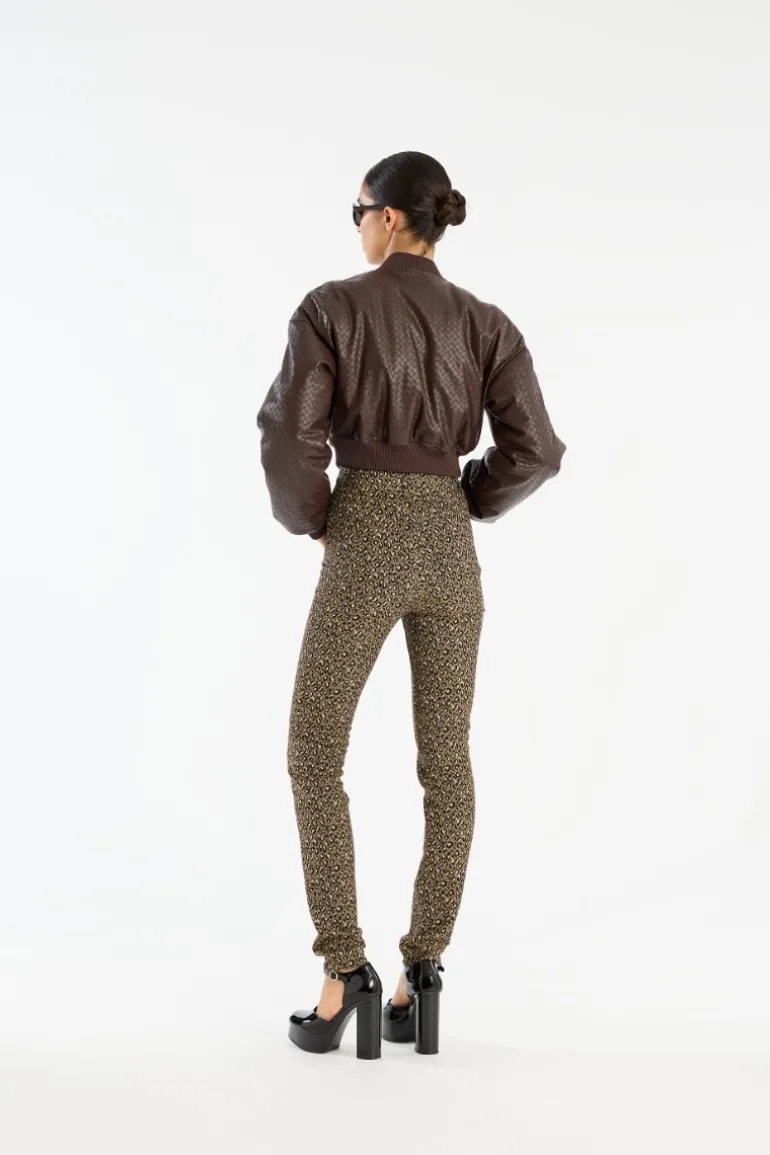 Cropped Puffer Jacket Dark Brown