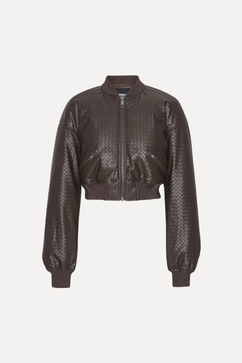 Cropped Puffer Jacket Dark Brown