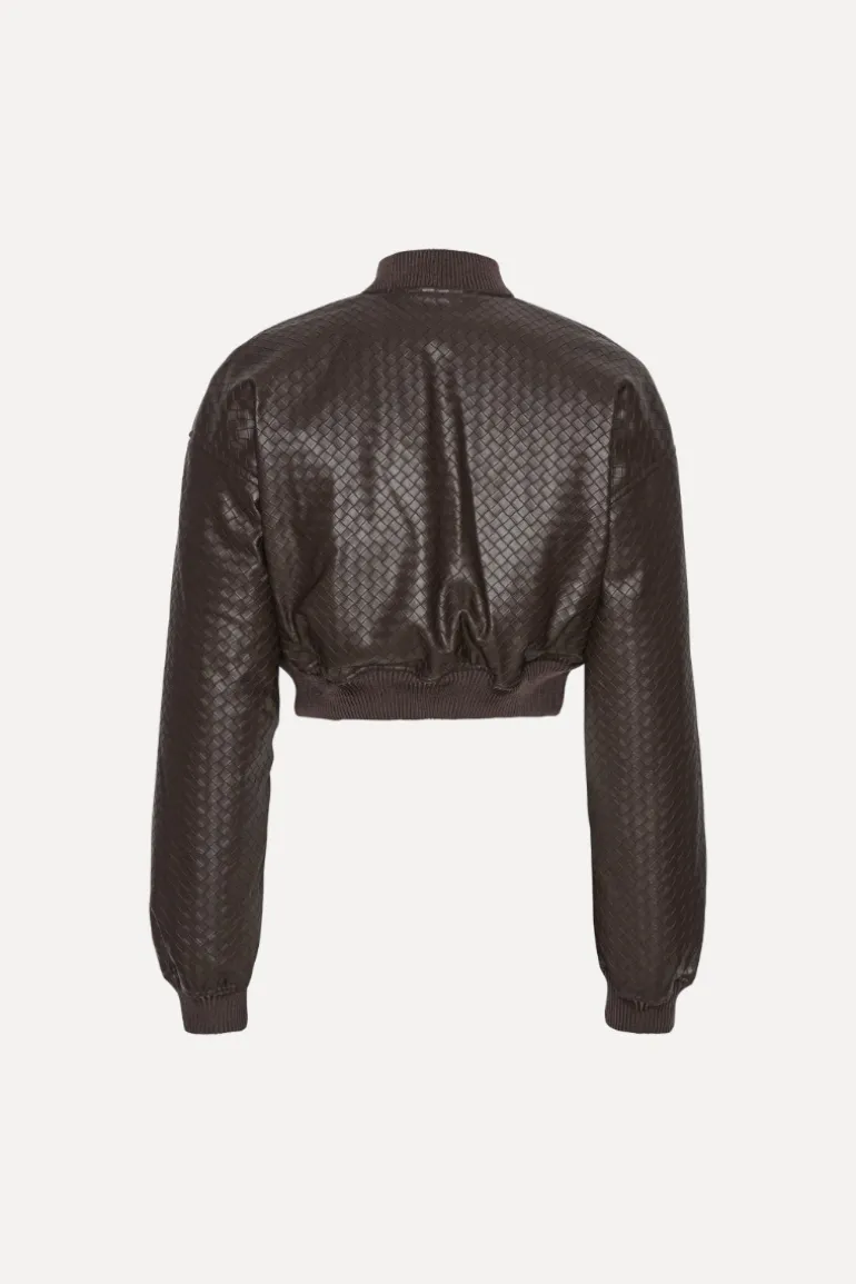 Cropped Puffer Jacket Dark Brown