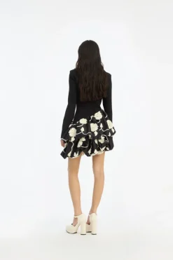 3d Flower Bubble Dress Black