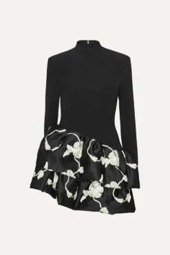 3d Flower Bubble Dress Black