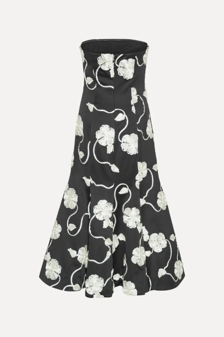 3d Flower Midi Dress Black