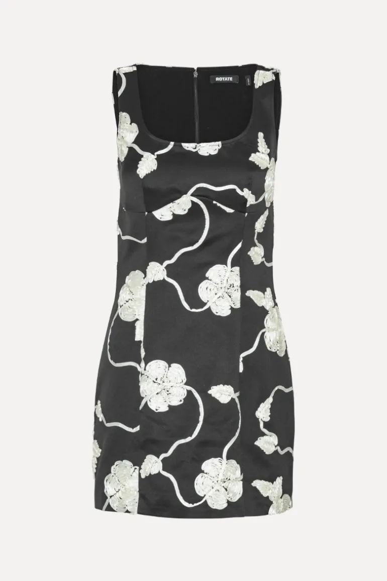 3d Flower Mini Dress Black