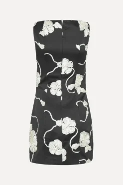 3d Flower Mini Dress Black