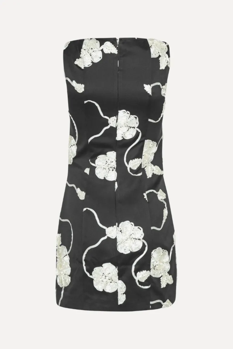 3d Flower Mini Dress Black