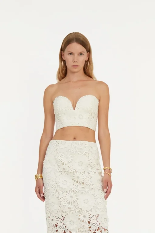 3d Lace Corset Top White
