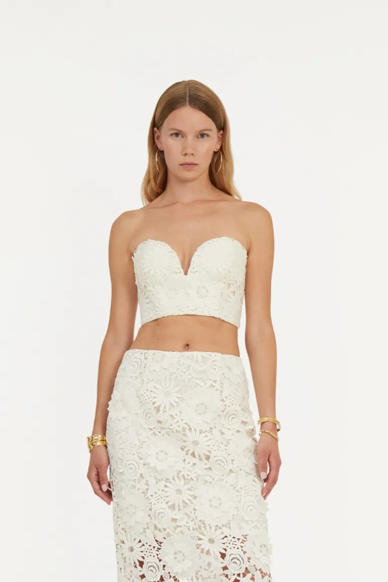 3d Lace Corset Top White