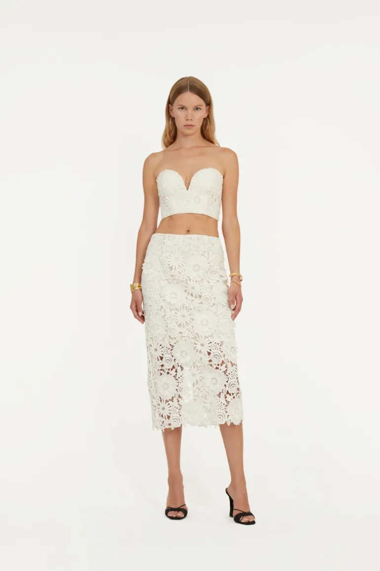 3d Lace Corset Top White