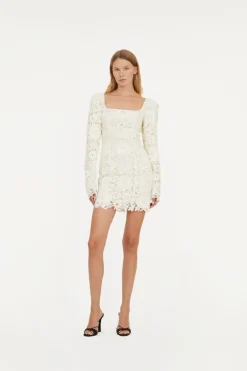 3d Lace Ls Mini Dress