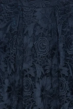 3d Lace Midi Skirt Dark Blue