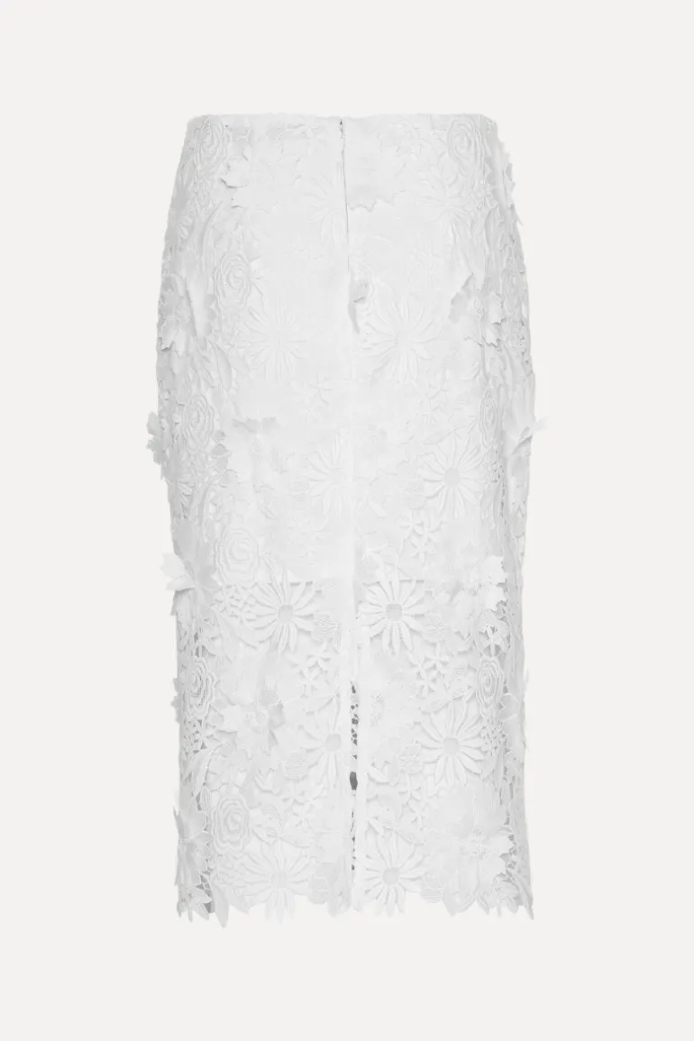 3d Lace Pencil Skirt White