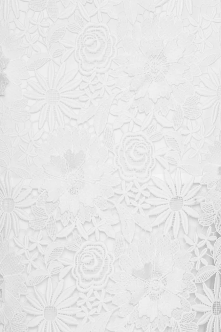 3d Lace Pencil Skirt White