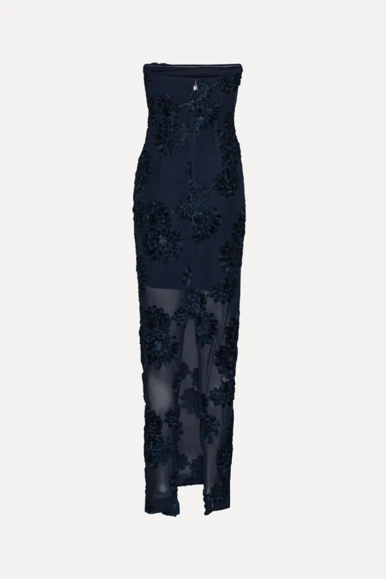 3d Mesh Maxi Dress Dark Blue