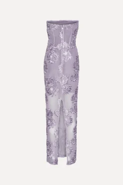 3d Mesh Maxi Dress Purple