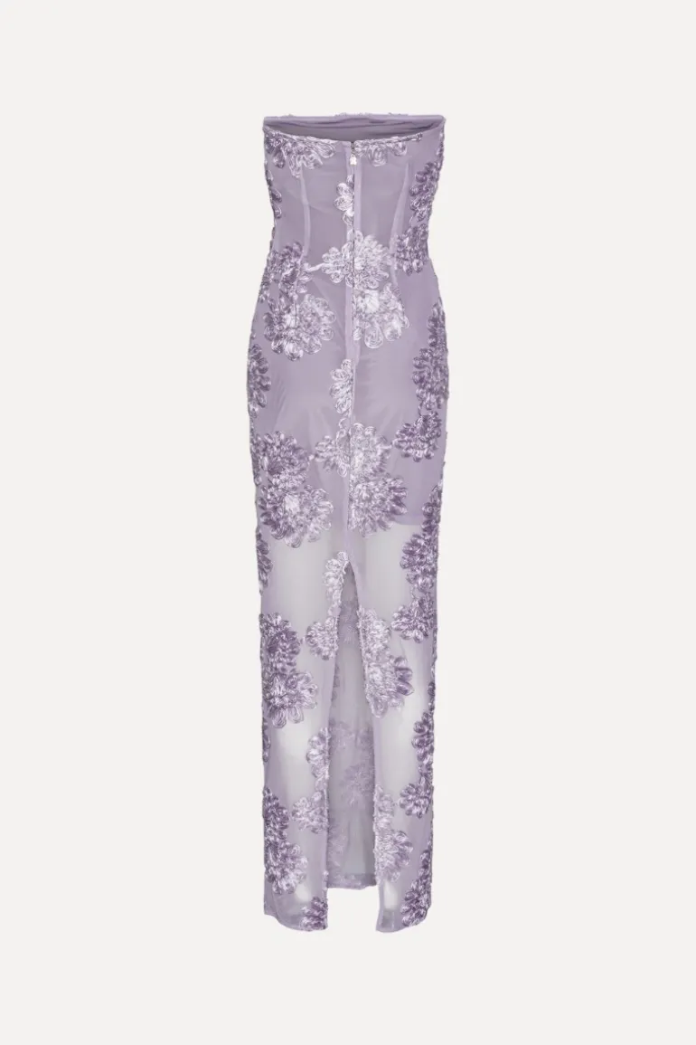 3d Mesh Maxi Dress Purple
