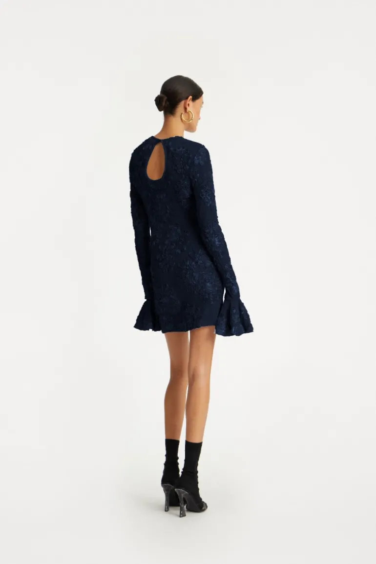 3d Mesh Mini Dress Dark Blue
