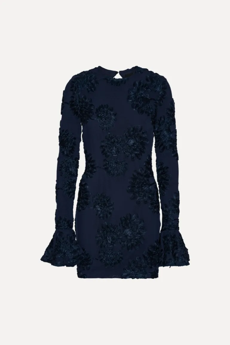 3d Mesh Mini Dress Dark Blue