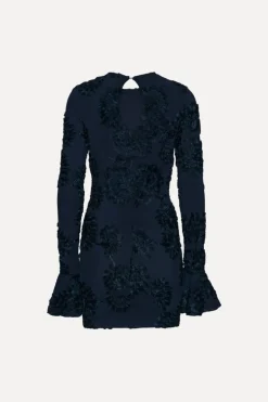 3d Mesh Mini Dress Dark Blue