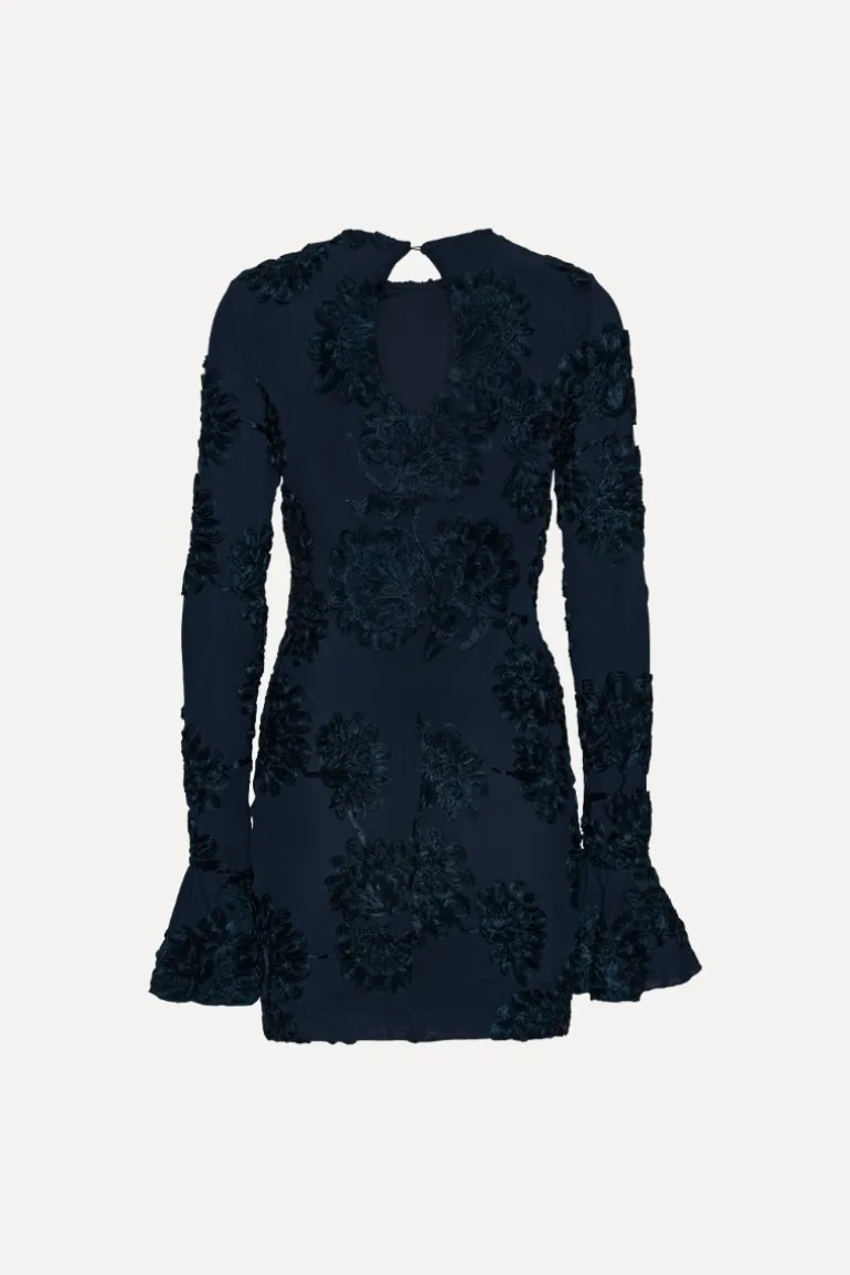 3d Mesh Mini Dress Dark Blue