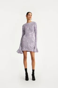 3d Mesh Mini Dress Purple
