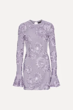 3d Mesh Mini Dress Purple