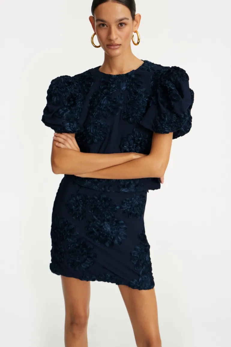 3d Mesh Sleeveless Top Dark Blue