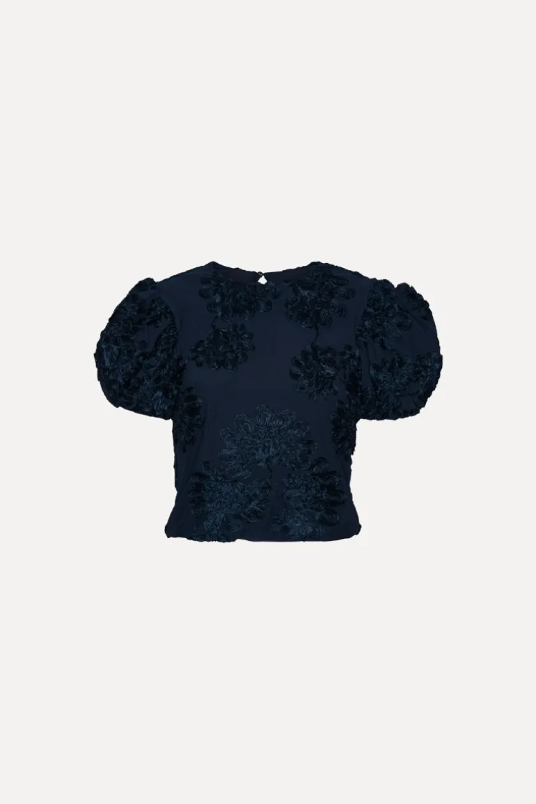 3d Mesh Sleeveless Top Dark Blue