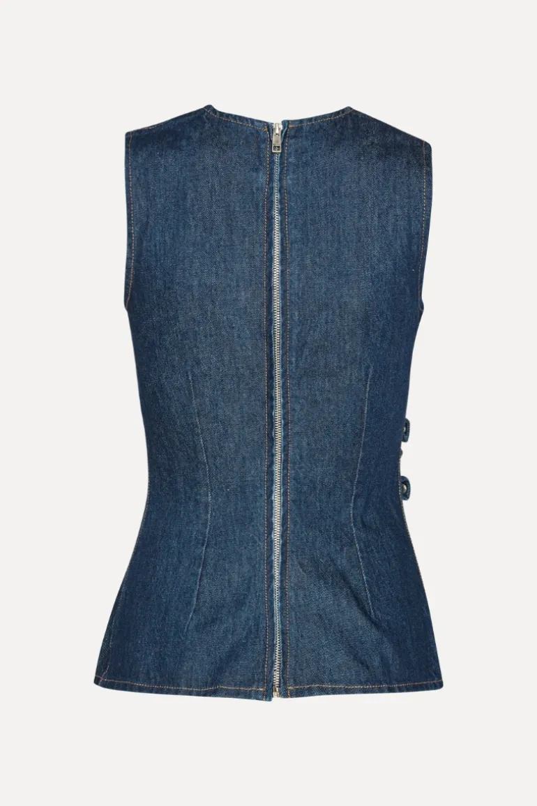Denim Buttoned Top Dark Blue